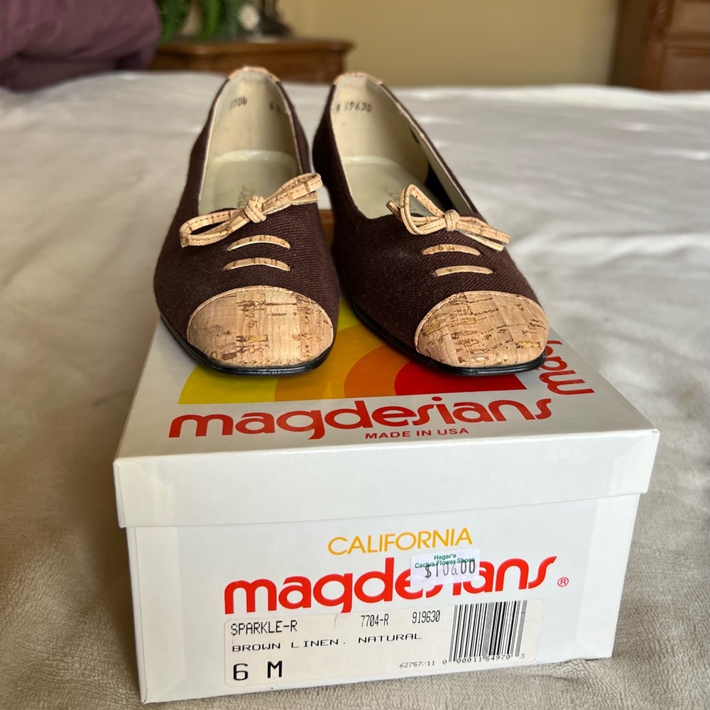 Brown and Cork Wedge shoe with Classic Design